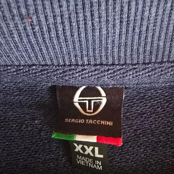 Sergio Tacchini Mens XXL Navy Blue Full Zip Sweatshirt French Terry Sportswear - Picture 6 of 16